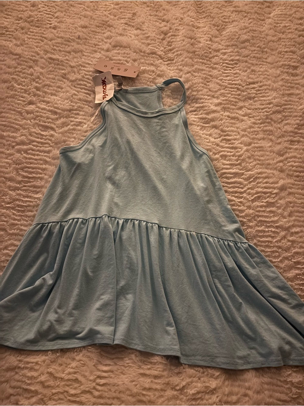 gaze Light Blue Ruffle-Hem Tank Top